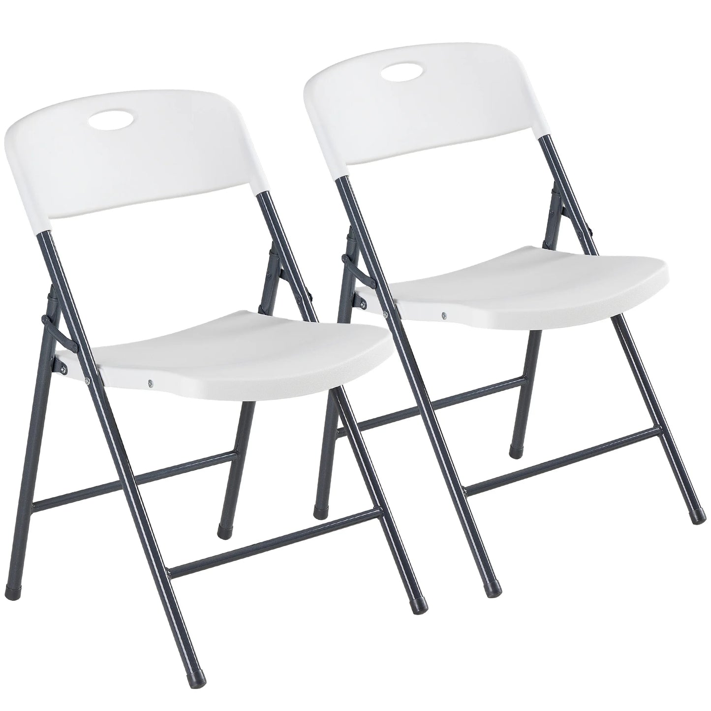 JHK Plastic Stackable Folding Chairs Heavy Duty Ergonomic Back