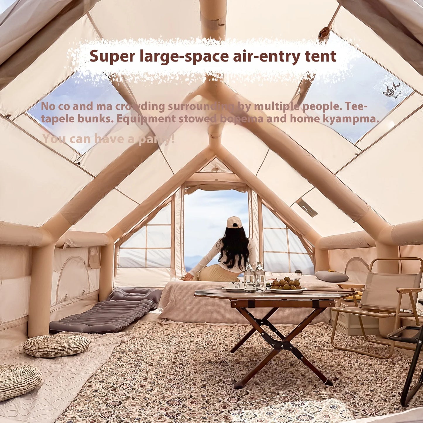 Pakicetus Inflatable Tent With Stove Plug For Family Camping
