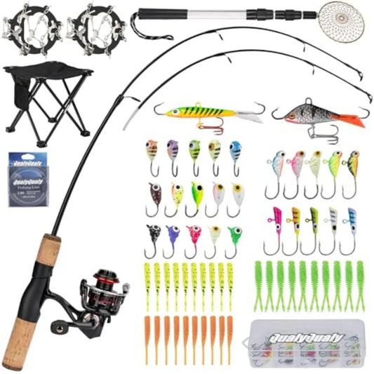 Portable Ice Fishing Rod and Reel Combo Kit Outdoors