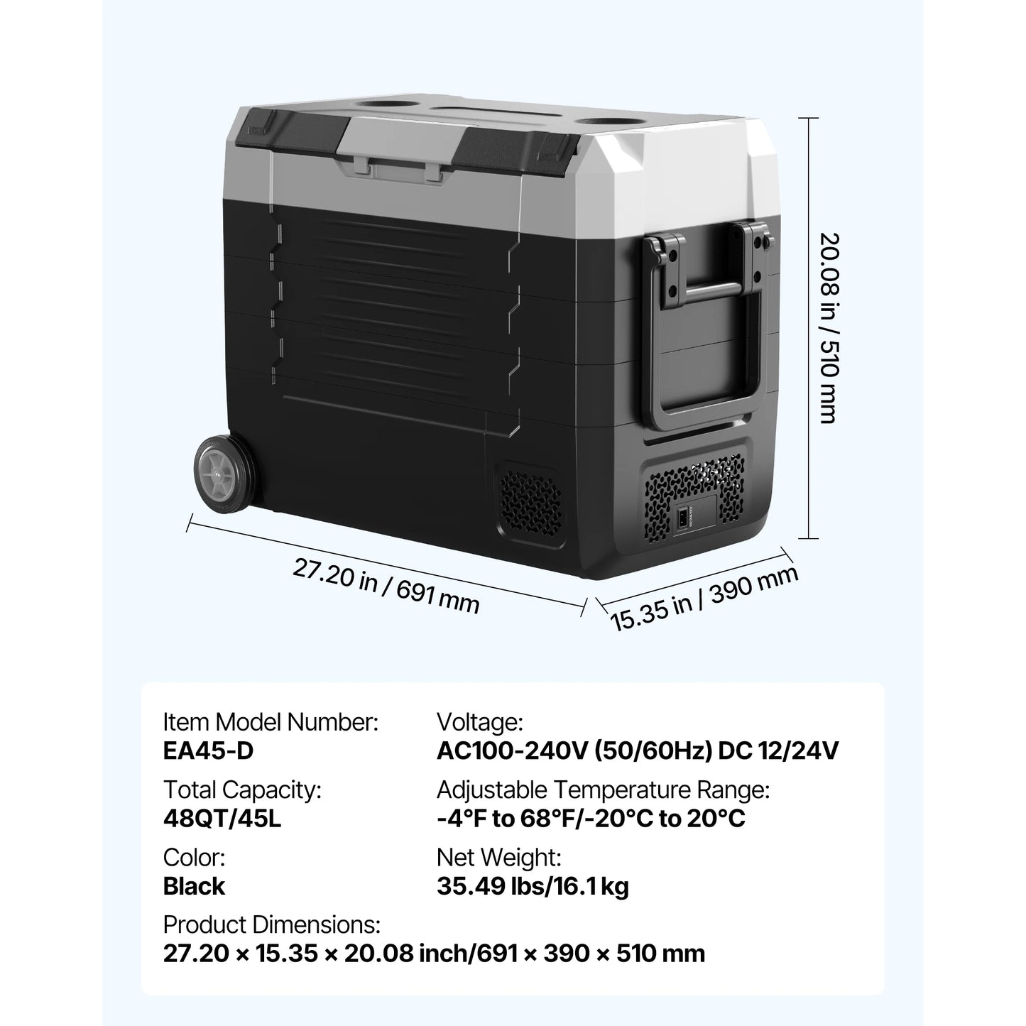 SucceBuy Portable Car Refrigerator With Wheel And App Control