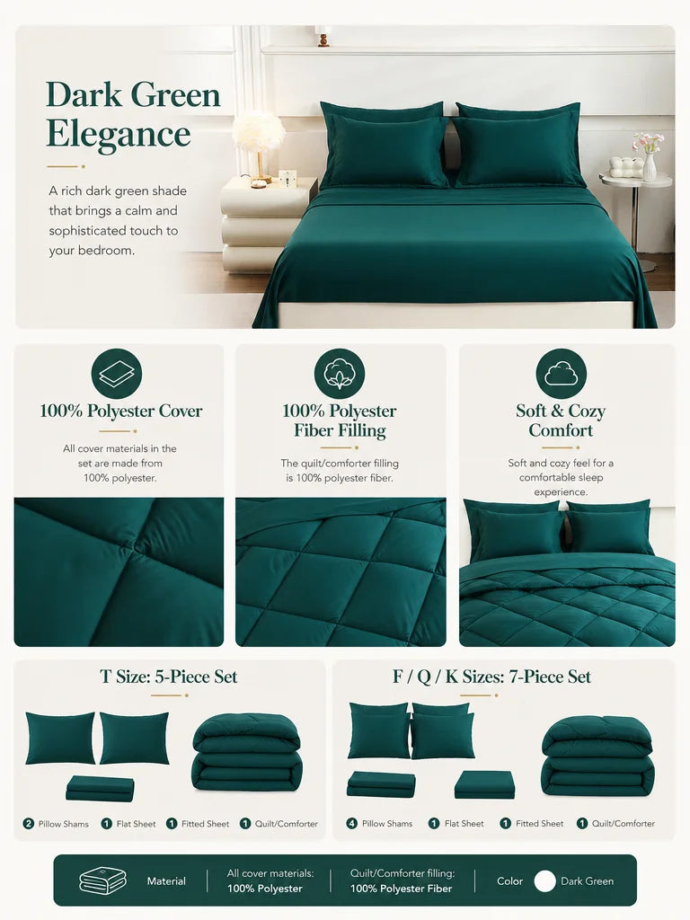 easYum Brushed Polyester Bedding Set With Quilted Comforter
