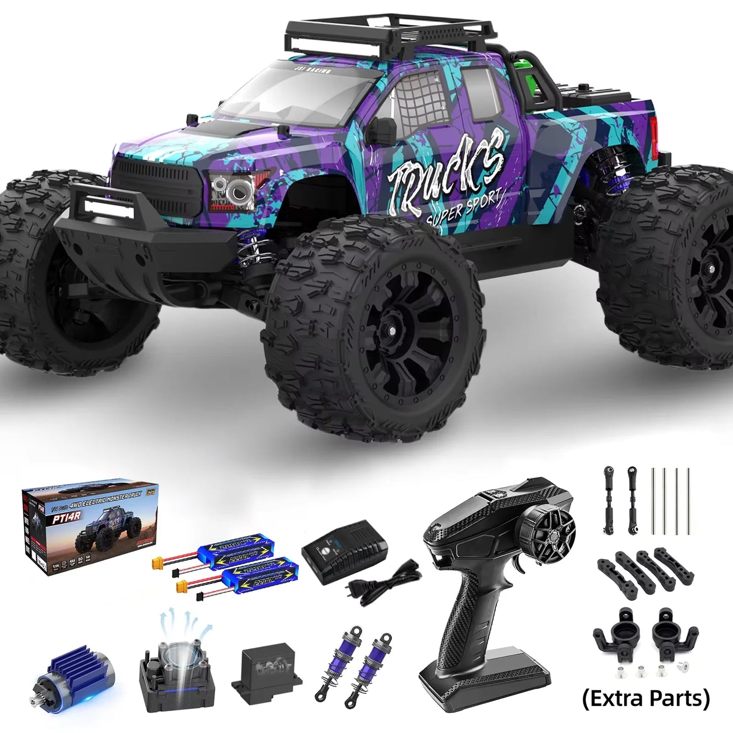 PT14R RC Brushless 4WD Monster Truck With 2 4G Remote