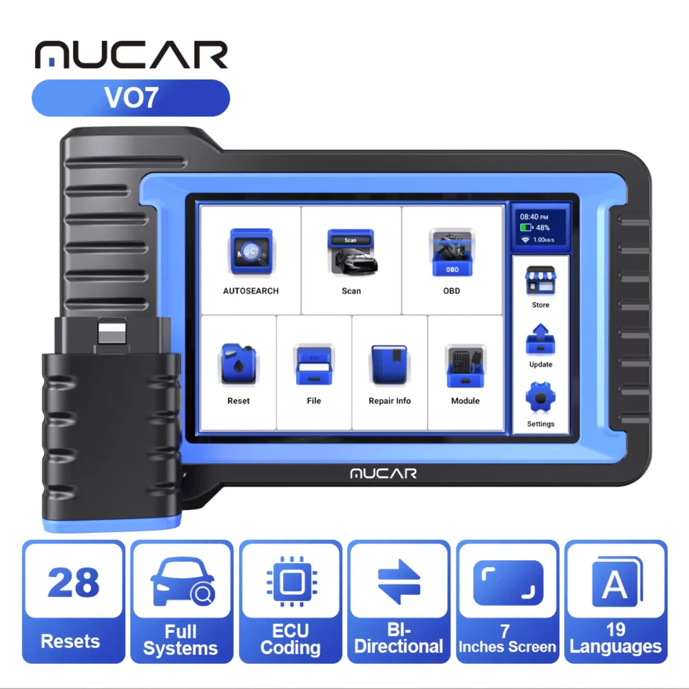 MUCAR VO7S CANFD Bi Directional Diagnostic Tool With ECU Coding OBD2 Scanner