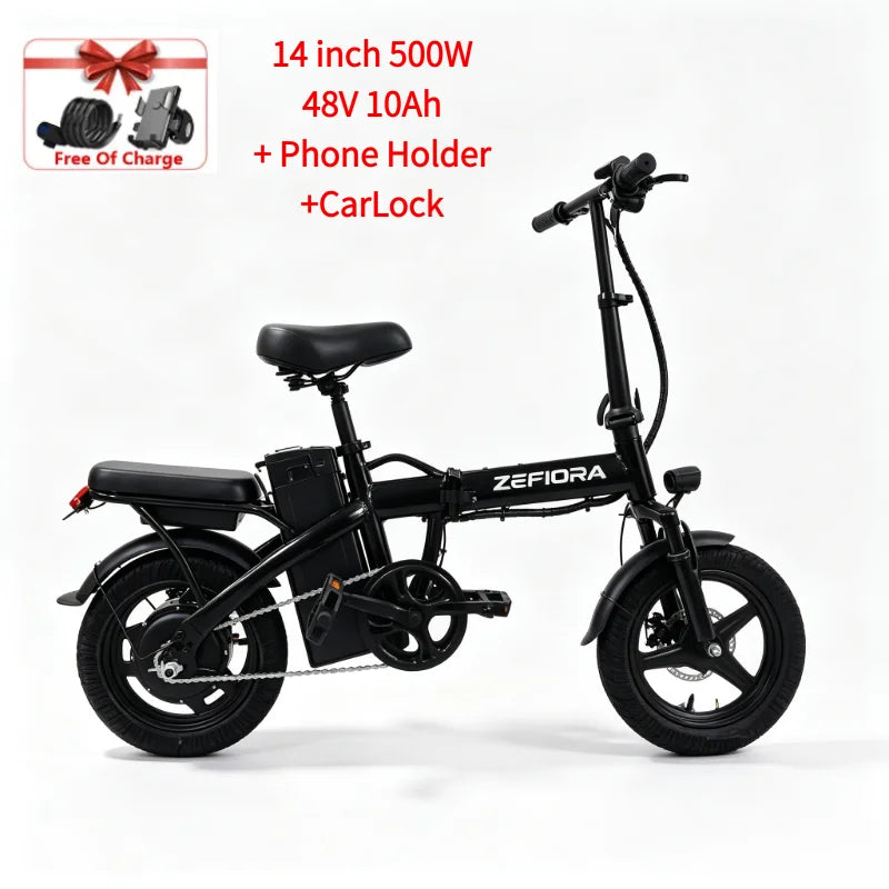 Zefiora Folding Electric Bike With Adjustable Seat