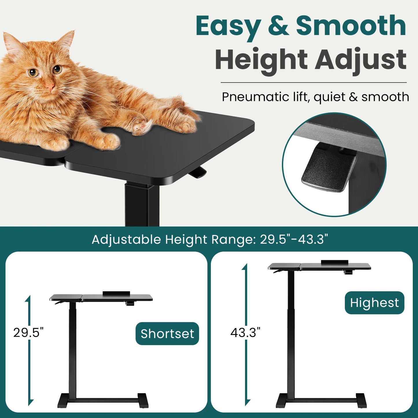 MCQ Standing Desk Flip C Shaped Table Height Adjustable Ergonomic Storage