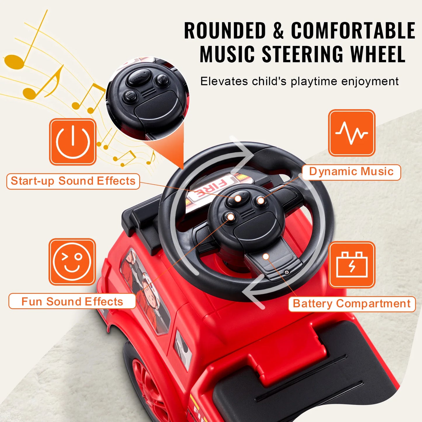 SucceBuy Ride On Push Car For Kids With Music Wheel