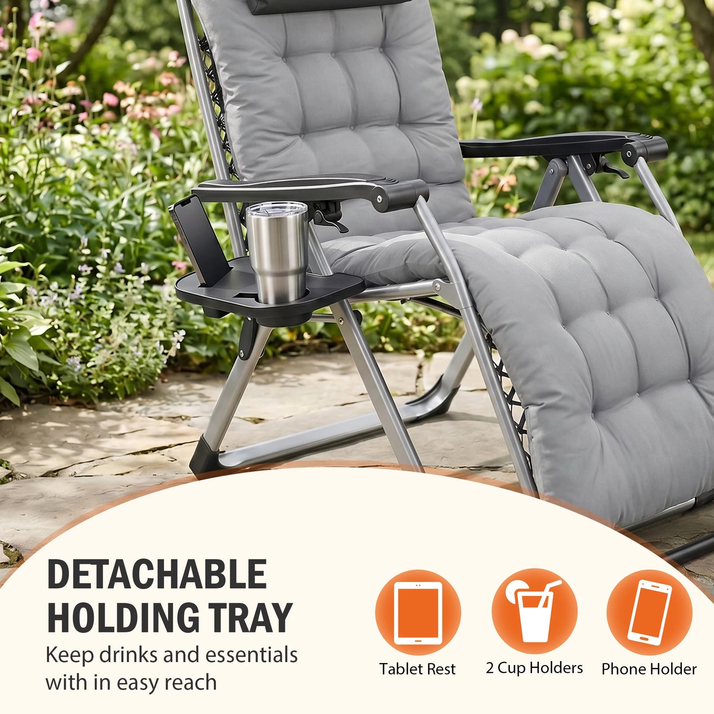 JHK Zero Gravity Reclining Camping Lounge Chair