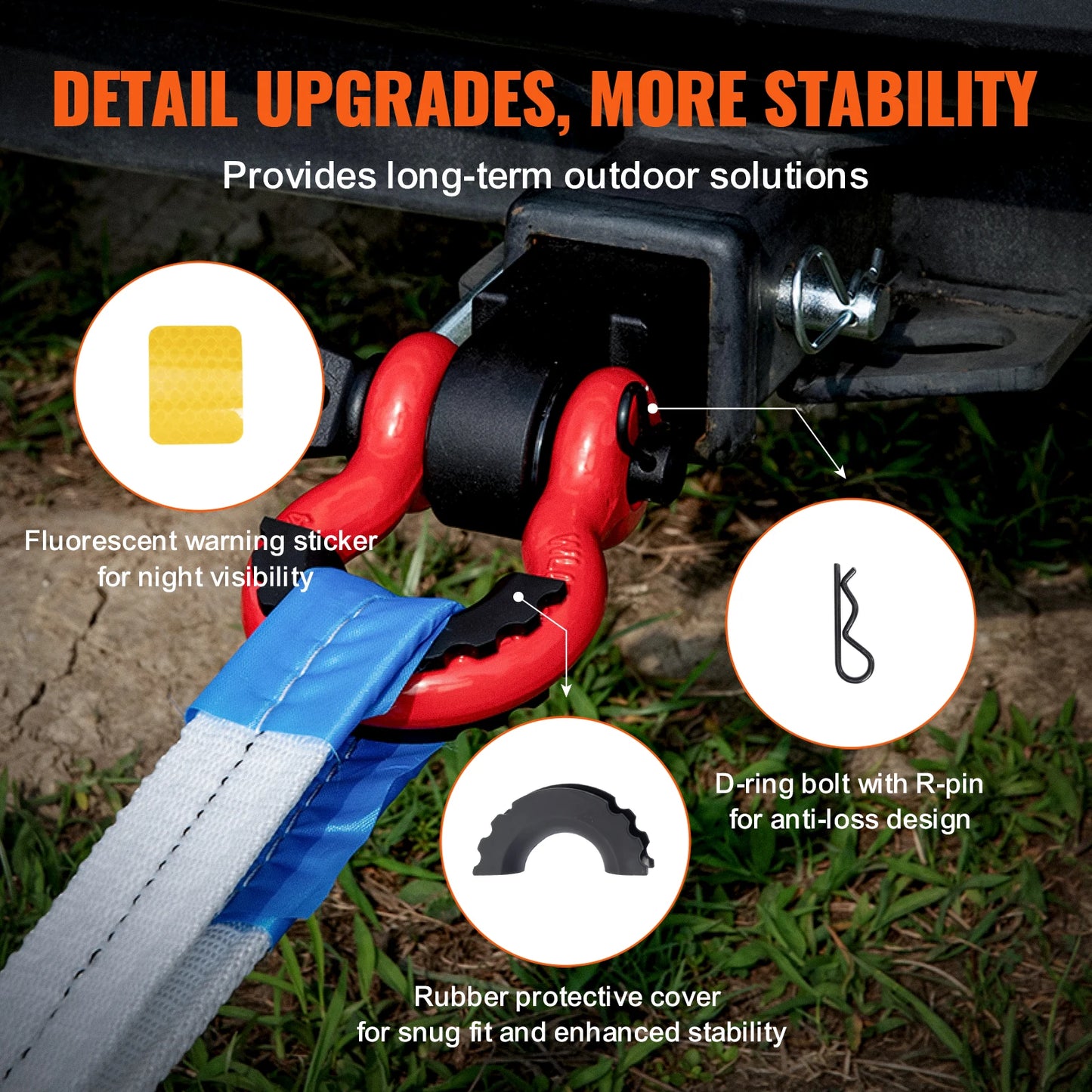 SucceBuy 2 Inch D-Ring Shackle Hitch Receiver With Lock Pin