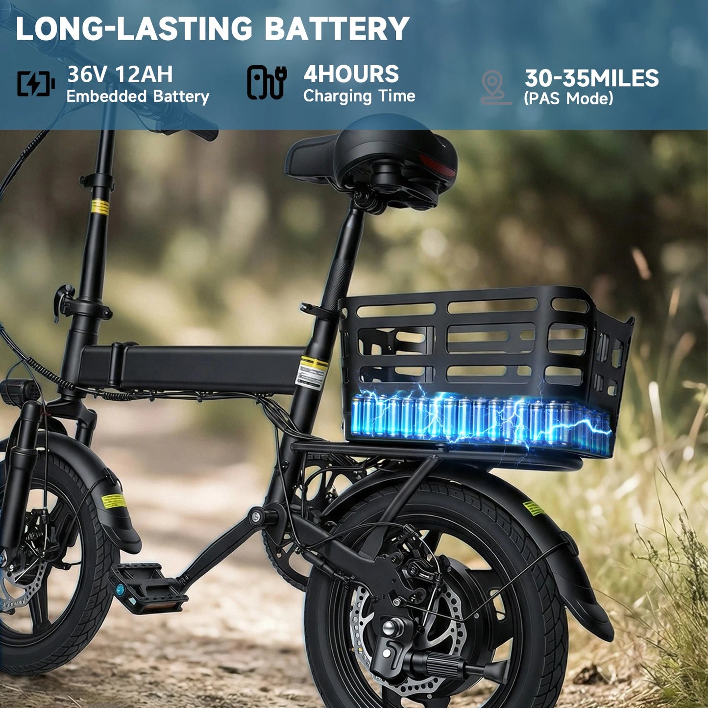 14 Inch Folding Electric Bike 500W Peak Motor