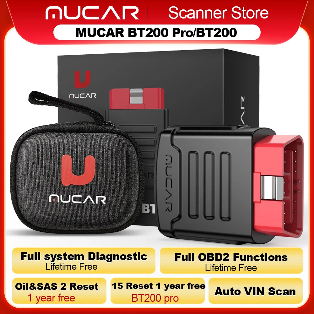 MUCAR BT200 Pro OBD2 Bluetooth Diagnostic Tool Full System Scan For All Cars