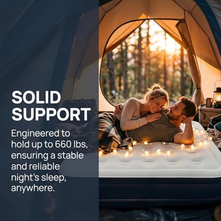 Air Mattress with Built In Pump Deluxe Flocking Portable Inflatable