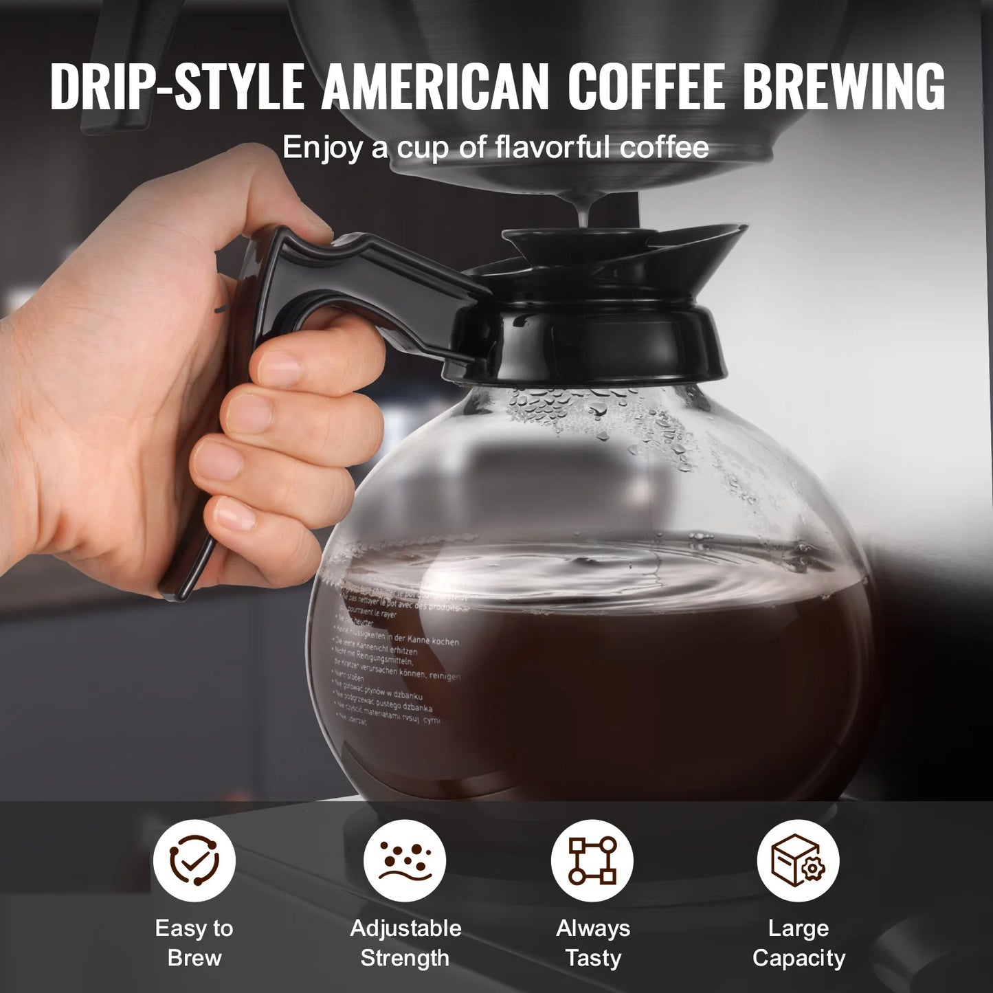 SucceBuy Commercial Drip Coffee Maker With Glass Carafes Decanter Warmer