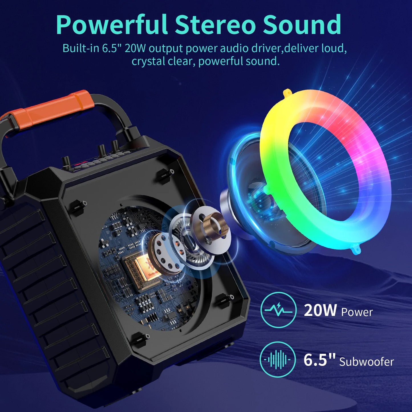 FanFun T17 Wireless Bluetooth Karaoke Speaker System With Microphones