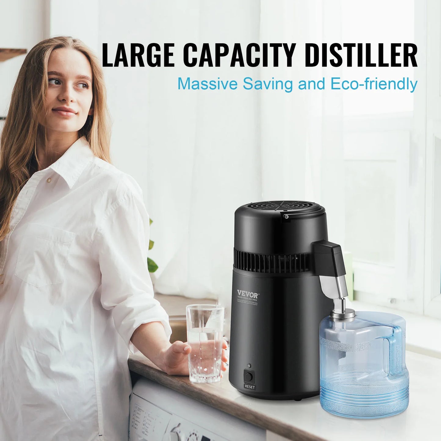 SucceBuy Water Distiller Stainless Steel Countertop Purifier 750W