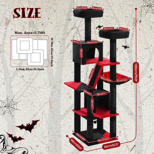 PEQULTI Multi Level Cat Tree Scratching Posts Hammock Cozy Condo