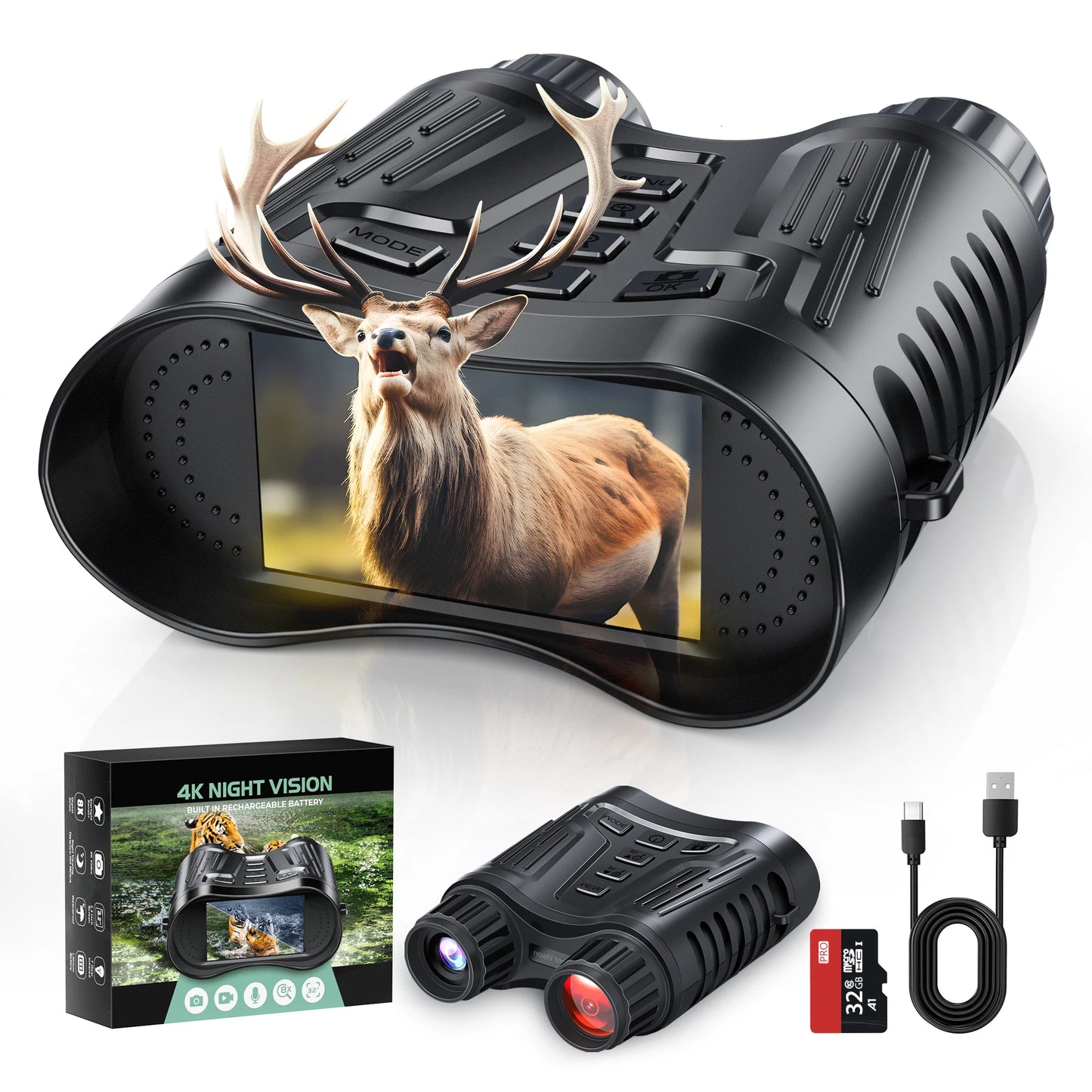 DIYIMIN Night Vision Binoculars 8x Digital Zoom IR Illuminator