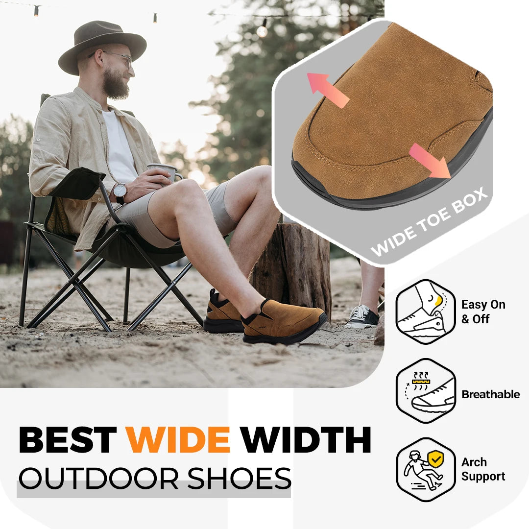Fitville Men's Extra Wide Slip On Hiking Shoes With Arch Support