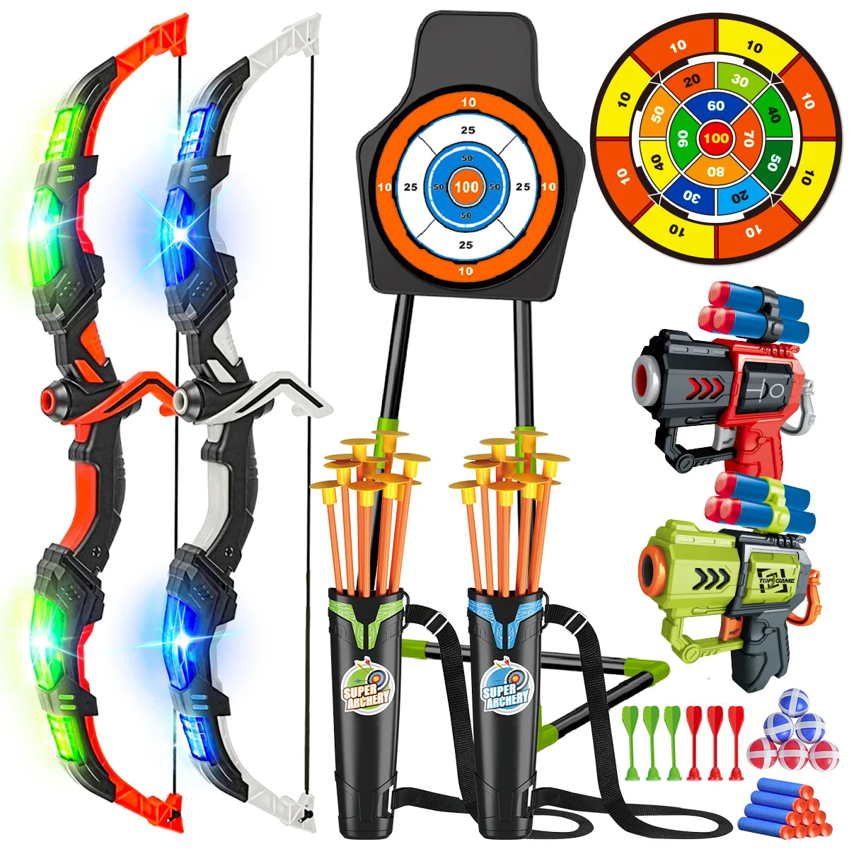 VATOS Bow Arrow Toy Set For Kids Night Light Archery