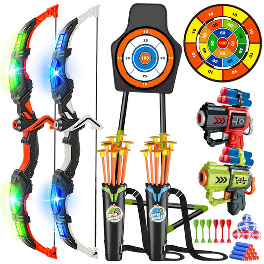 VATOS Bow Arrow Toy Set For Kids Night Light Archery