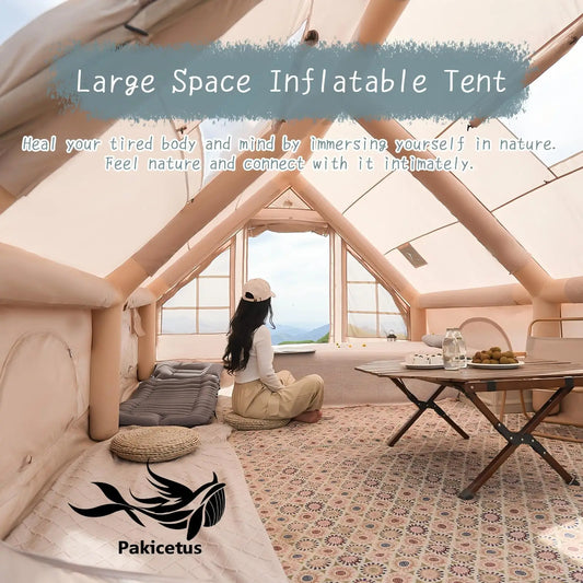 Pakicetus Large Luxury Inflatable Glamping Tent Manual Pump 4 Season