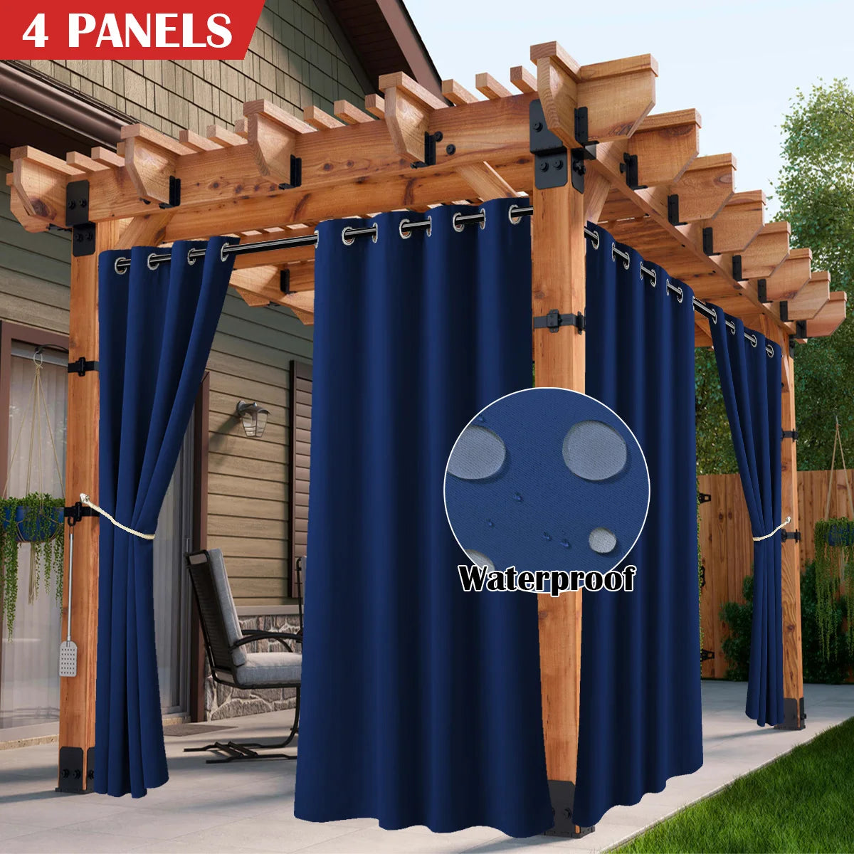 Sabalanica Waterproof Outdoor Curtains Grommet Top Sun Blocking UV Protection