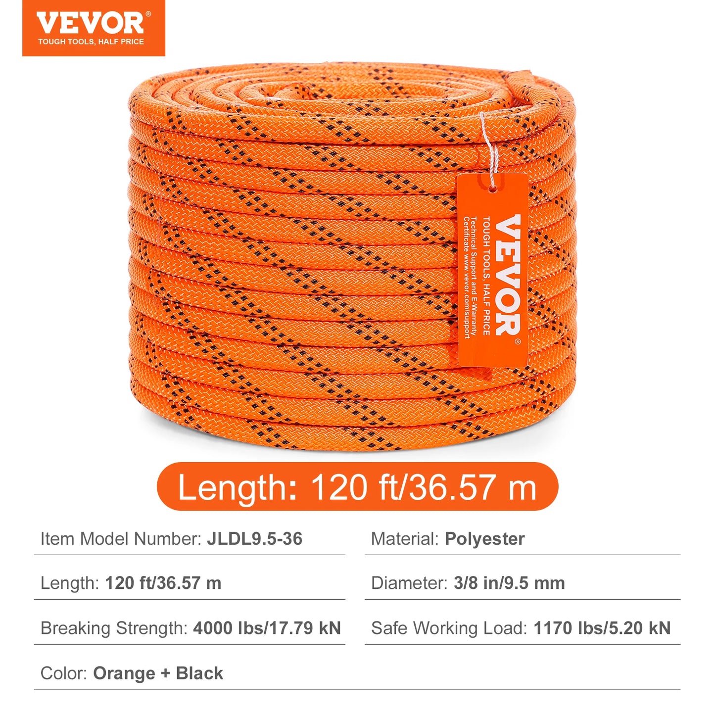 SucceBuy 120 Ft Dual Weave Polyester Cord Rope