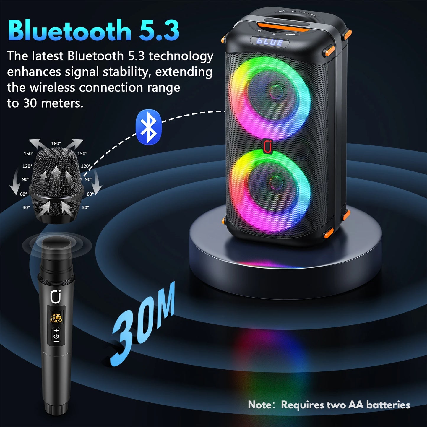 FanFun T27 Wireless Bluetooth Karaoke Speaker With Two Microphones