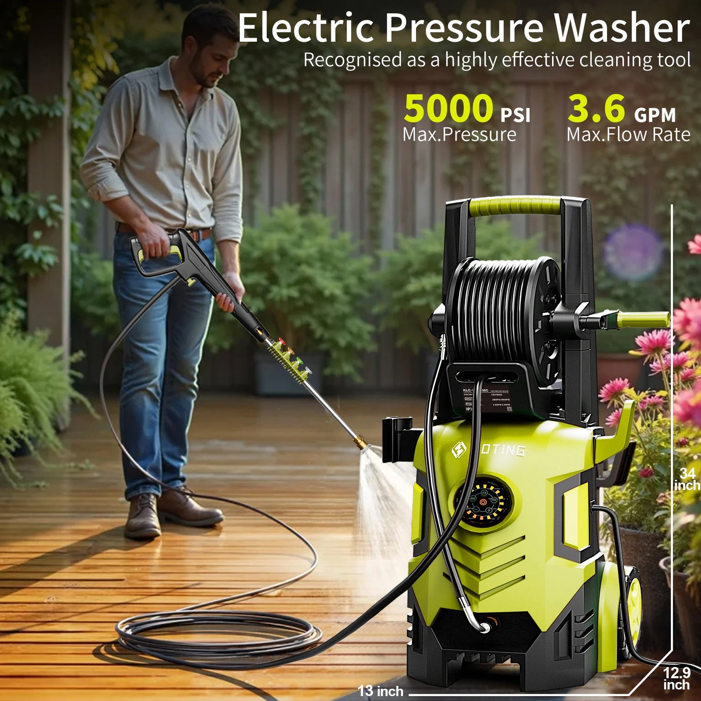 FF FOTING 5000 PSI Pressure Washer 3.3 GPM Foam Cannon
