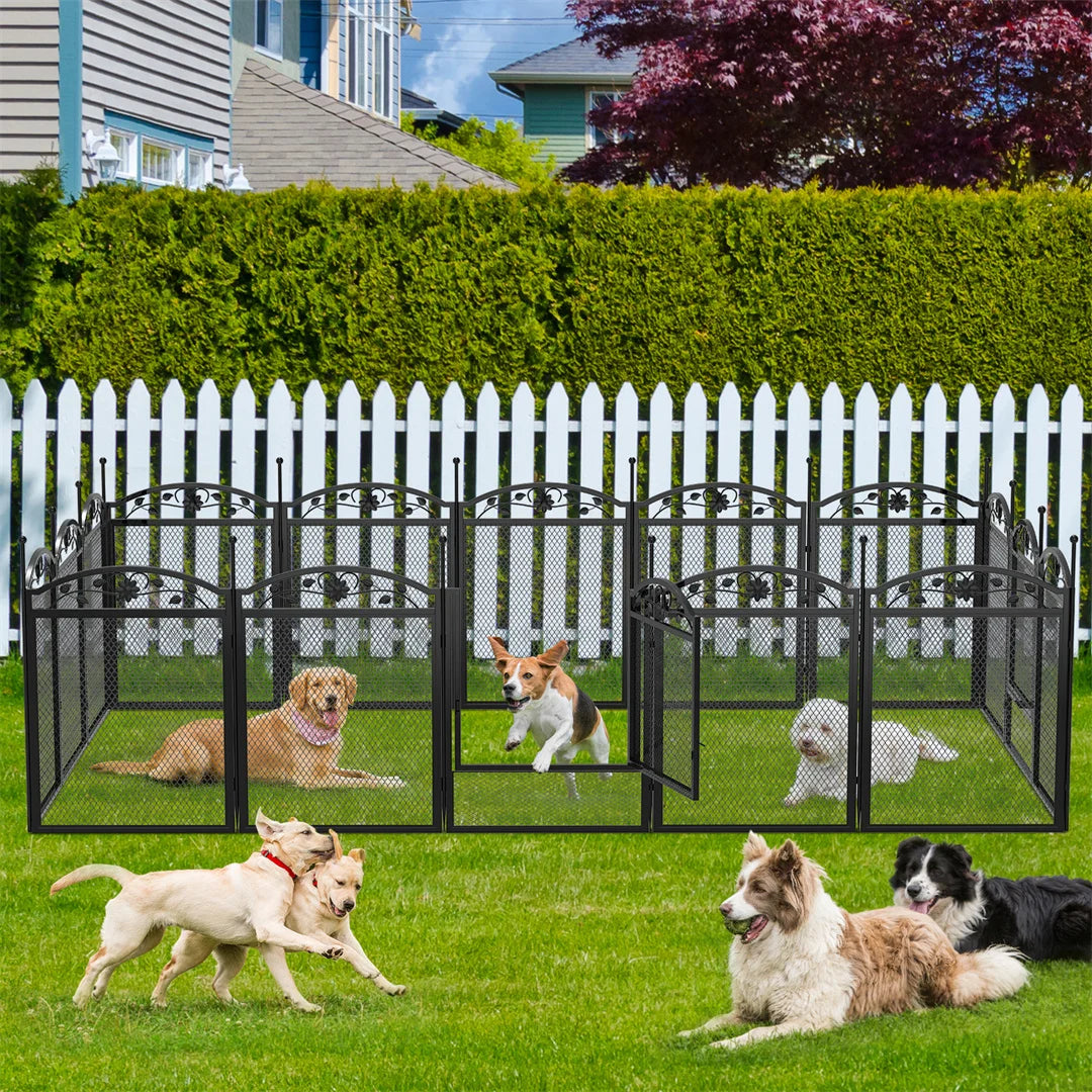 BINGOPAW 8 Panel Heavy Duty Dog Playpen Outdoor Indoor Fence With Waterproof Pad