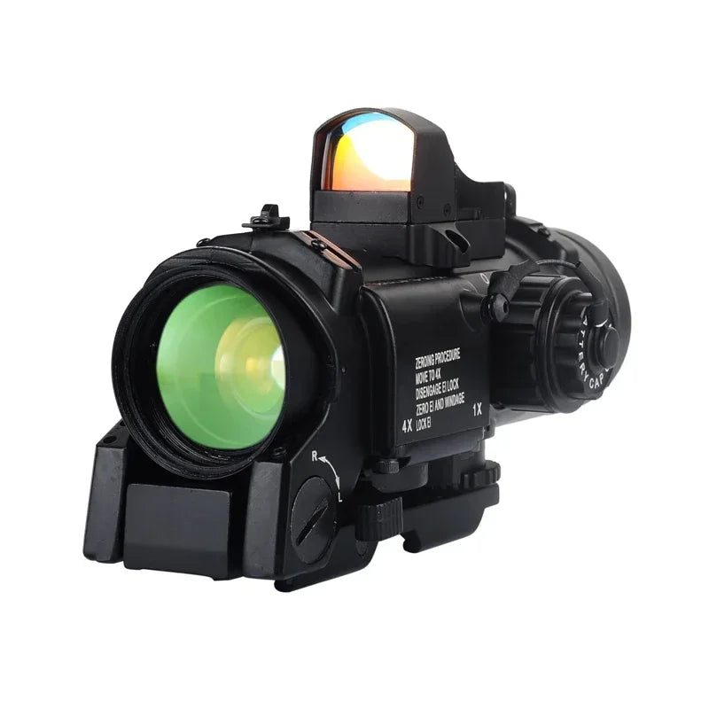 Bestsight 1x-4x Fixed Dual Purpose Rifle Scope With Mini Red Dot Sight Hunting