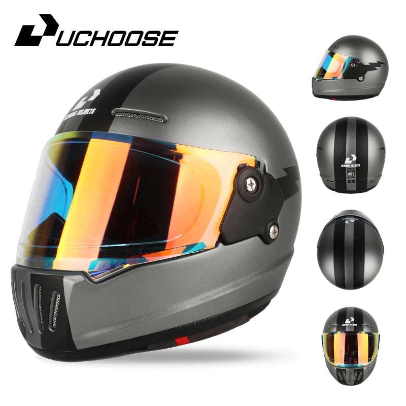 Uchoose Retro Open Face Motorcycle Helmet Dot Certified
