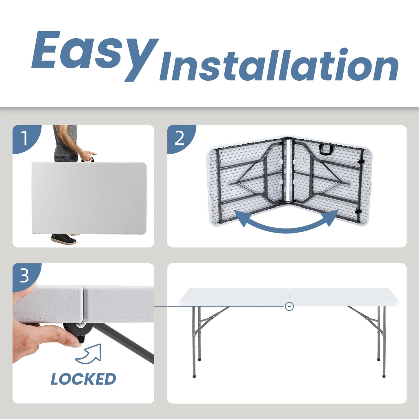 Jhk Heavy Duty Portable Folding Outdoor Camping Table With Carry Handle