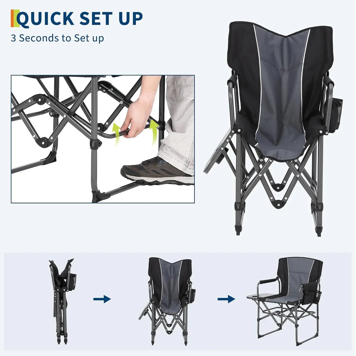 HiMiss Heavy Duty Folding Directors Chair With Cup Holder