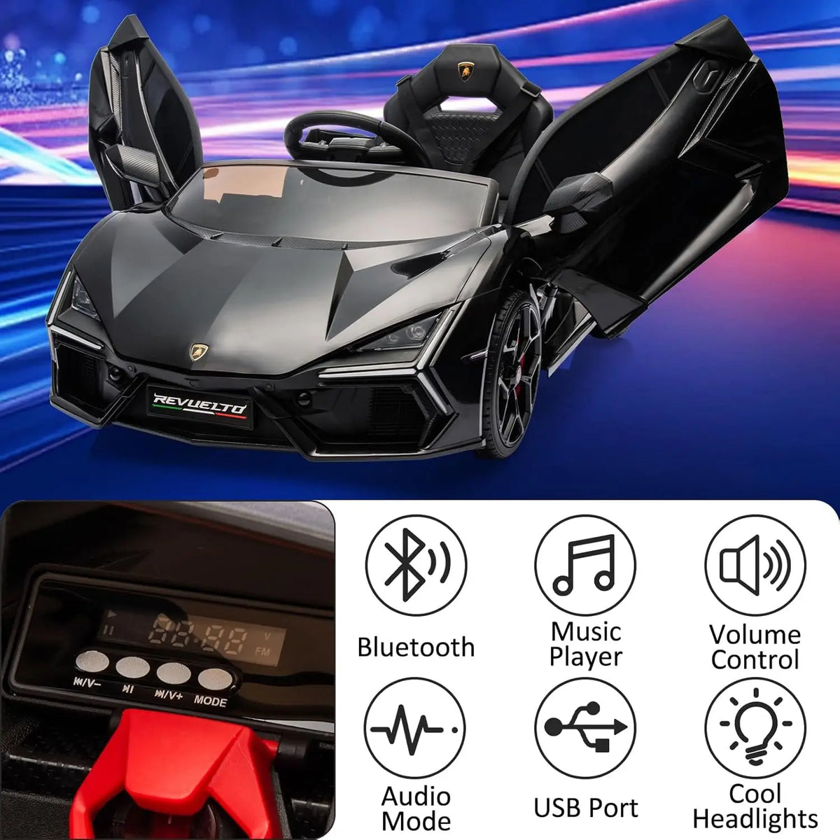 HiMISS Kids Electric Ride On Car With Bluetooth Remote Control