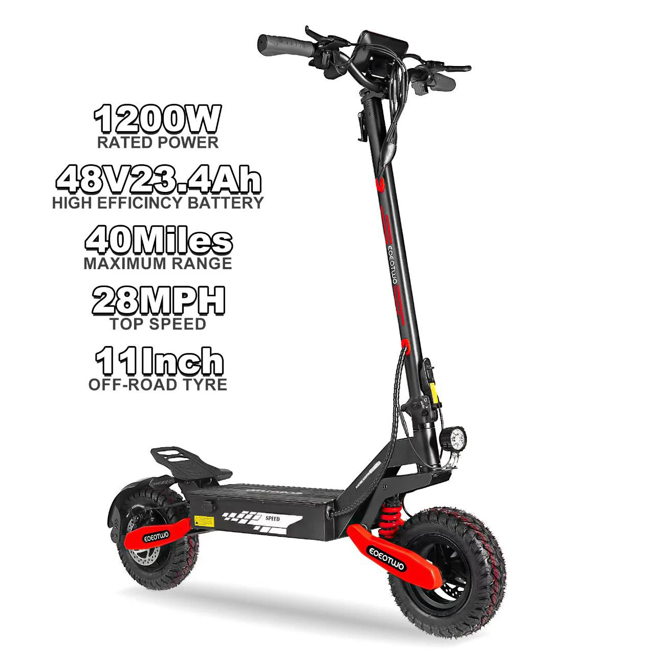 EOEOTWO 1200W Off Road Electric Scooter For Adults Foldable 48V