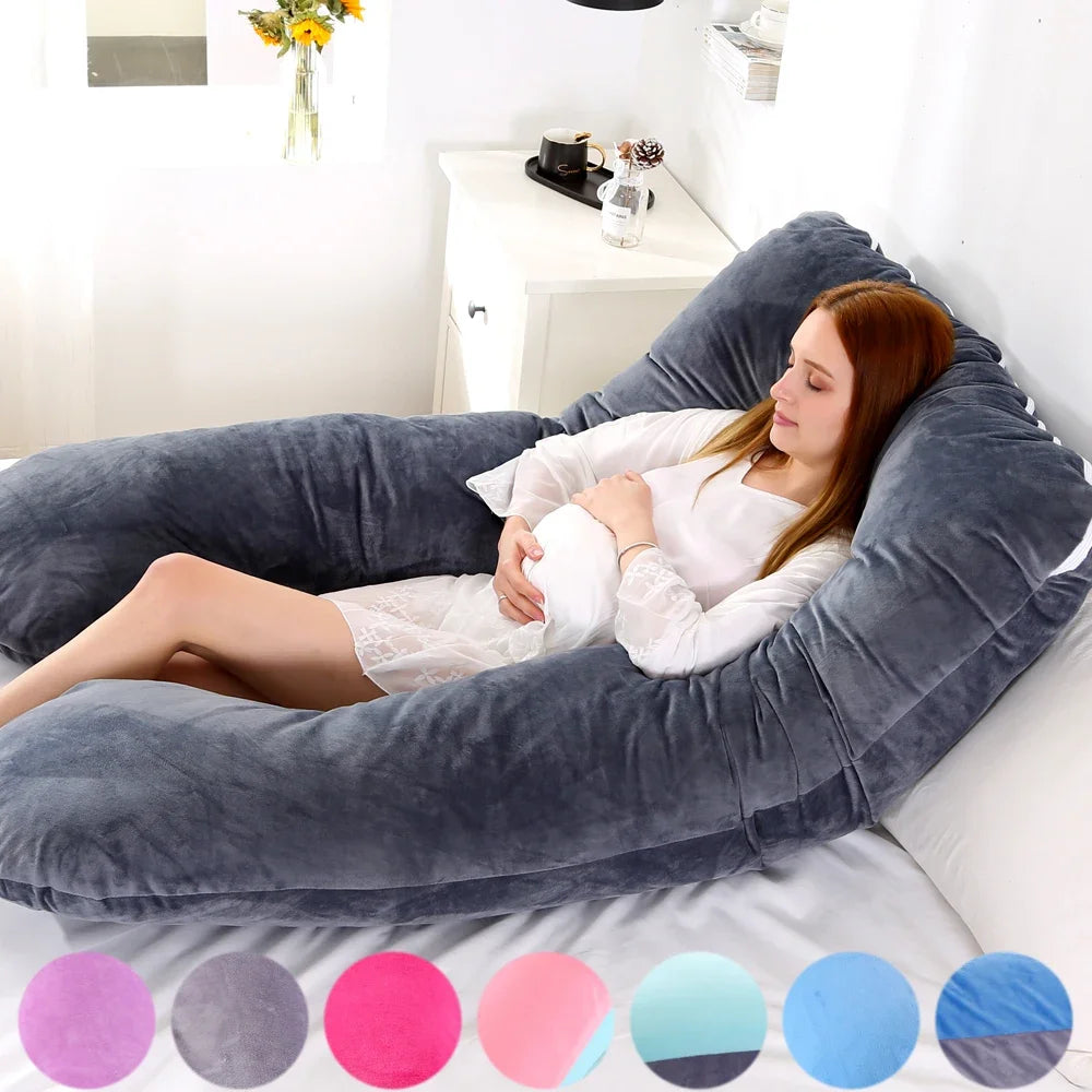U Shaped Pregnancy Pillow Soft Fleece Full Body Support Cushion