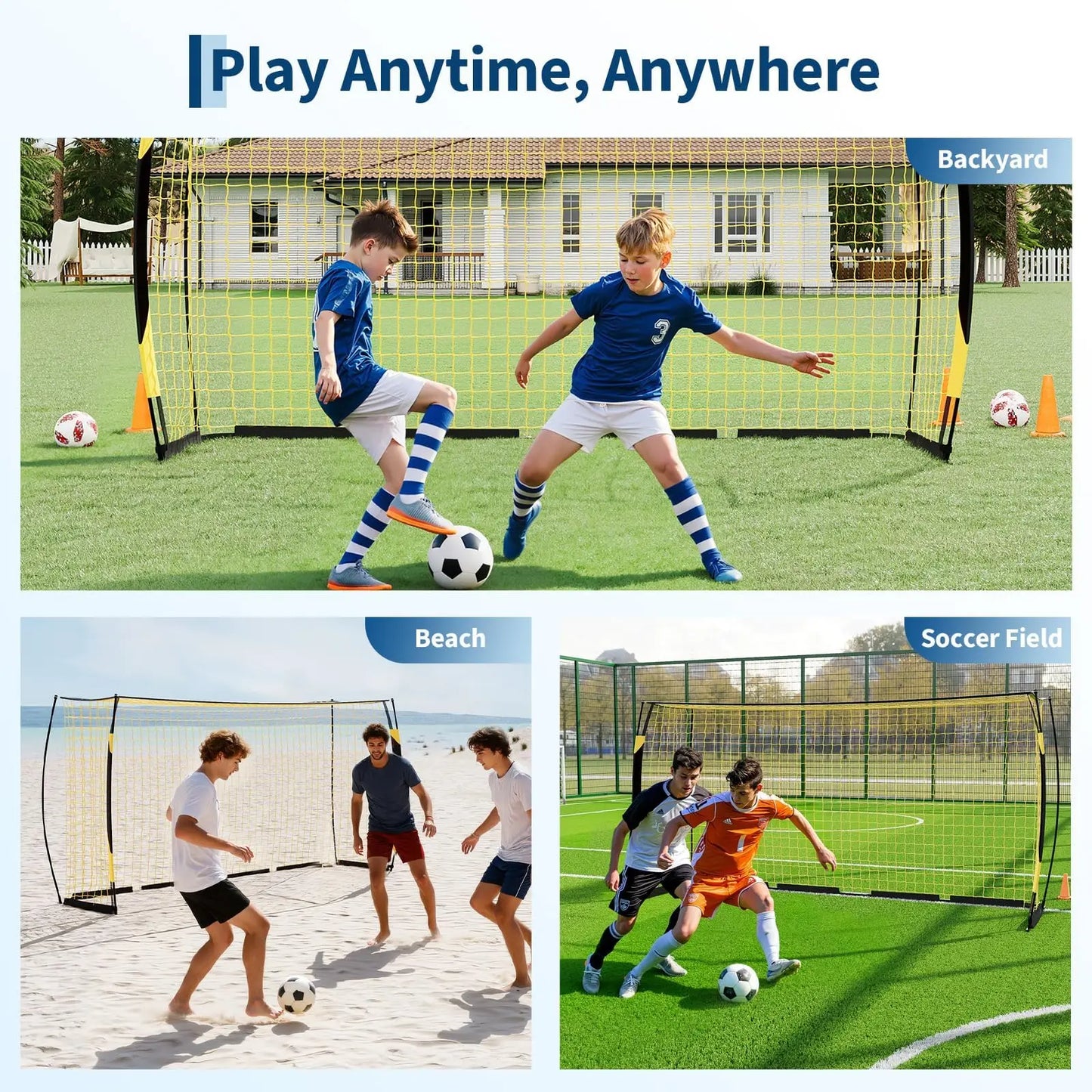 Himiss 12x6 Foldable Heavy Duty Metal Portable Soccer Goal With Bag