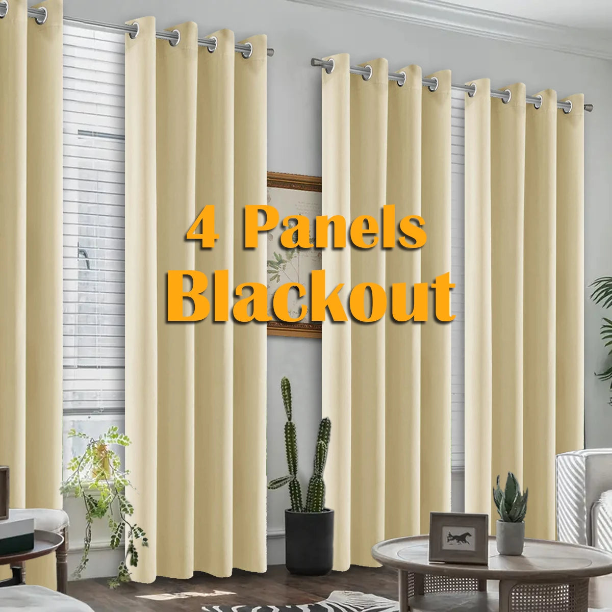 Thermal Insulated Grommet Blackout Curtains 4 Pack For Bedroom Living Room