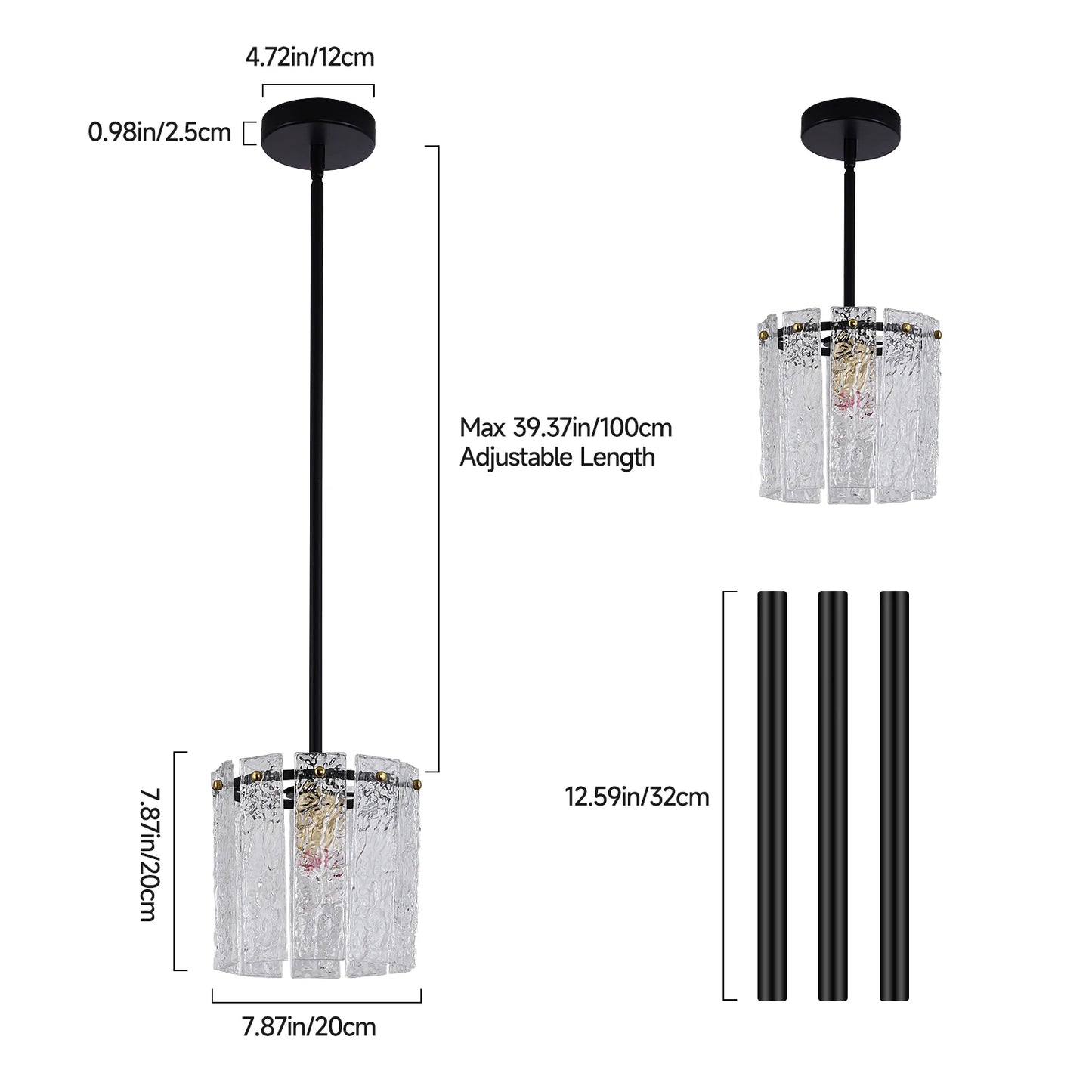 GreeLustr Crystal Glass Pendant Light For Modern Home Decor