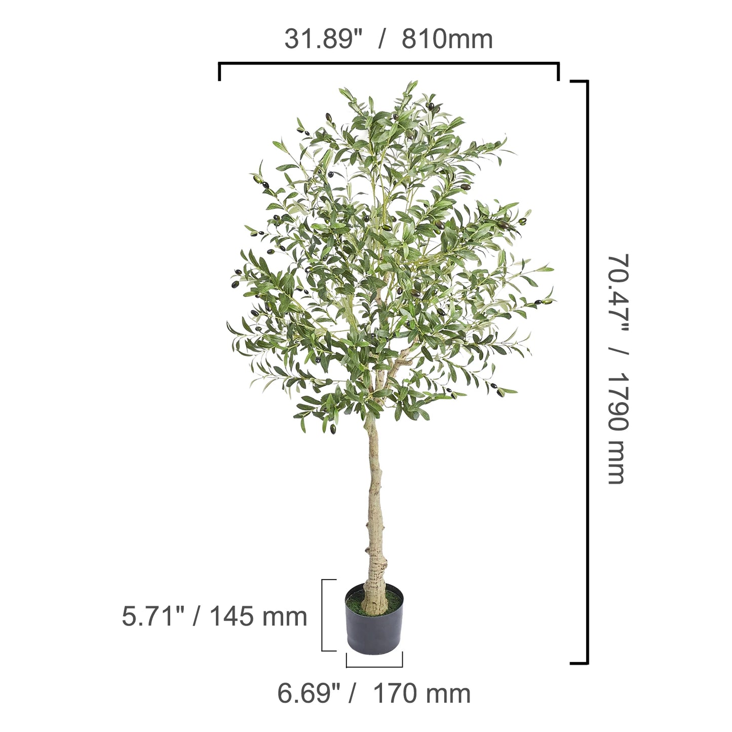 SucceBuy Artificial Olive Tree Faux Plant With Anti Tip Protection