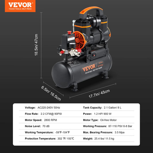 SucceBuy Silent Oil Free Air Compressor 900W Portable Tire Inflator