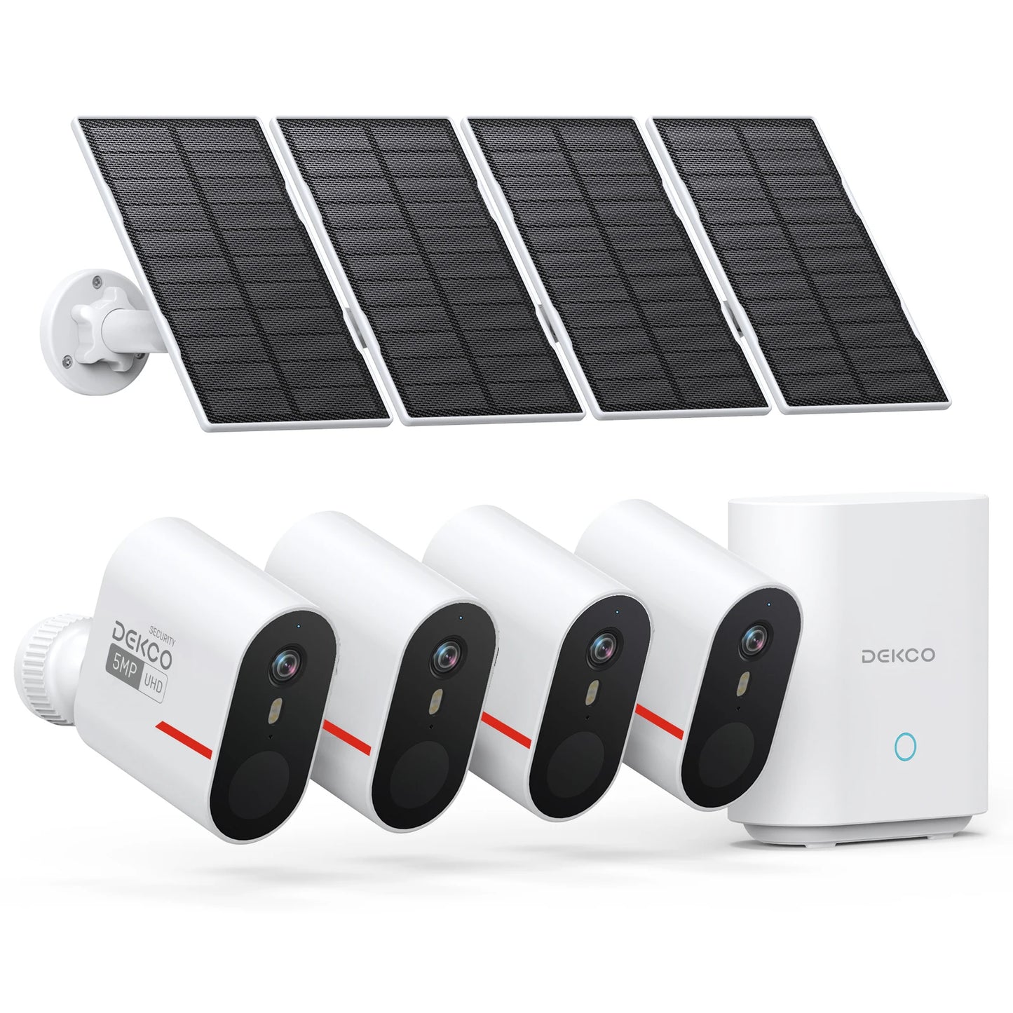 DEKCO 5MP Wireless Solar Camera System Quad Kit Night Vision