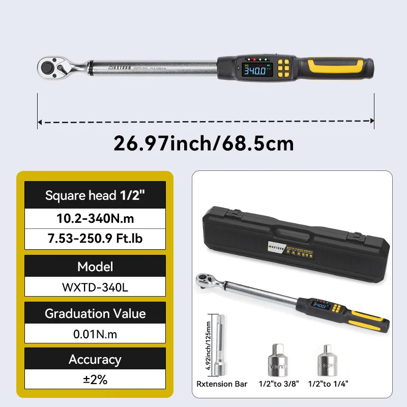 Waxtron Digital Torque Wrench Professional 2 Percent Accuracy For Auto