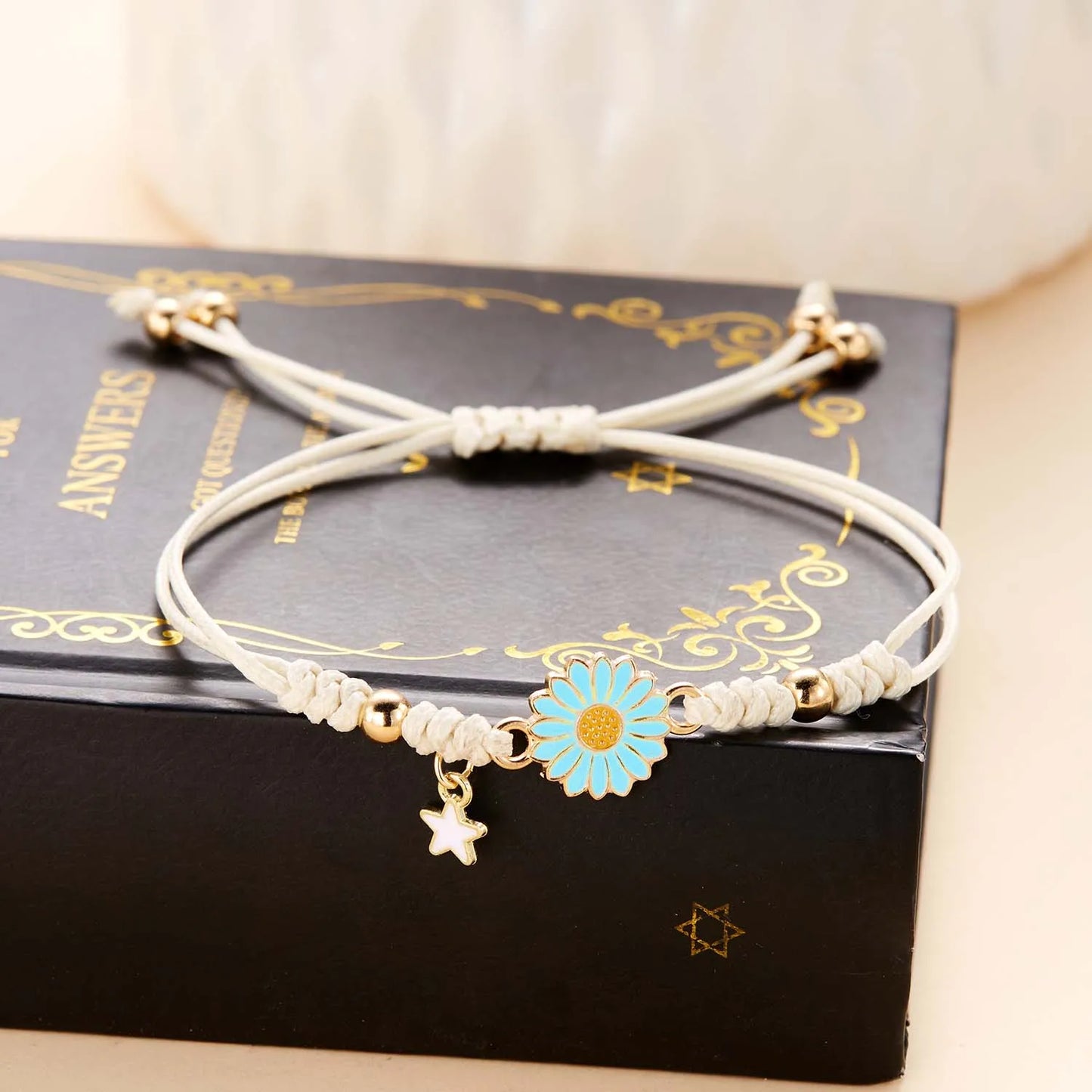 Handmade Sunflower Bracelet For Women Adjustable Braided Daisy Charm