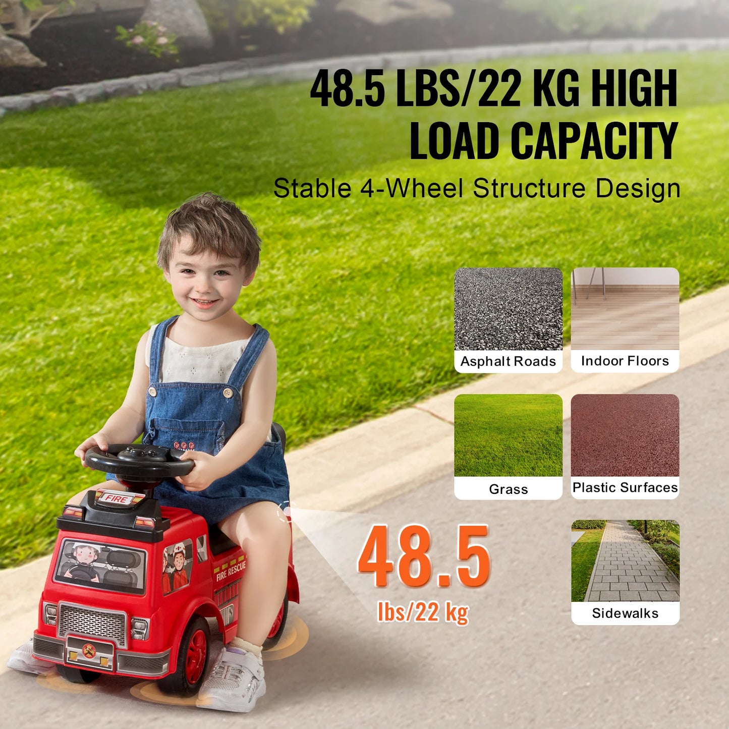 SucceBuy Ride On Push Car For Kids With Music Wheel