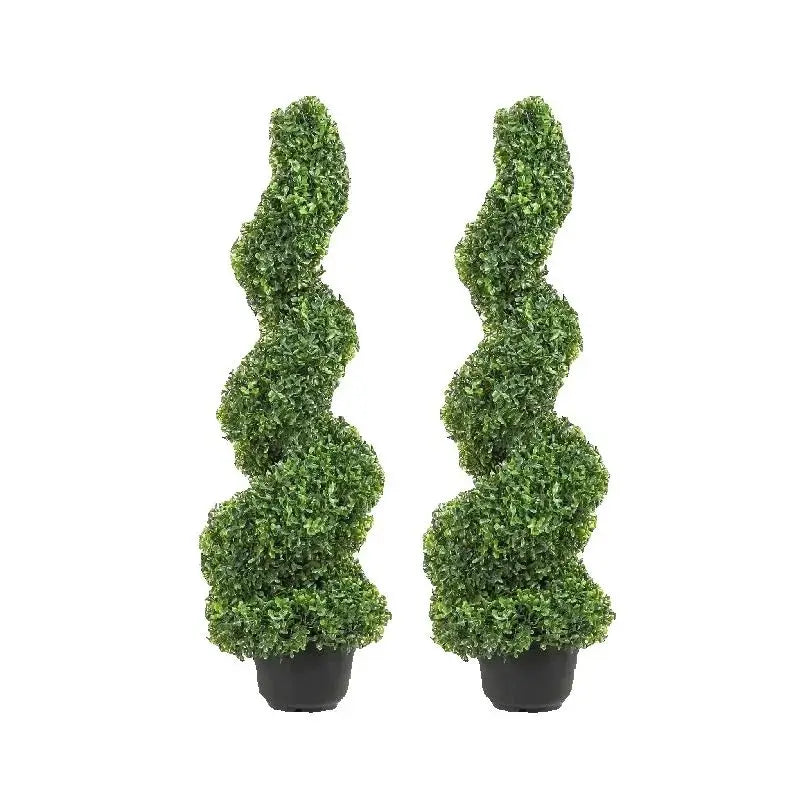 SucceBuy Boxwood Tower Topiary Spiral Artificial Plant For Outdoor Decor
