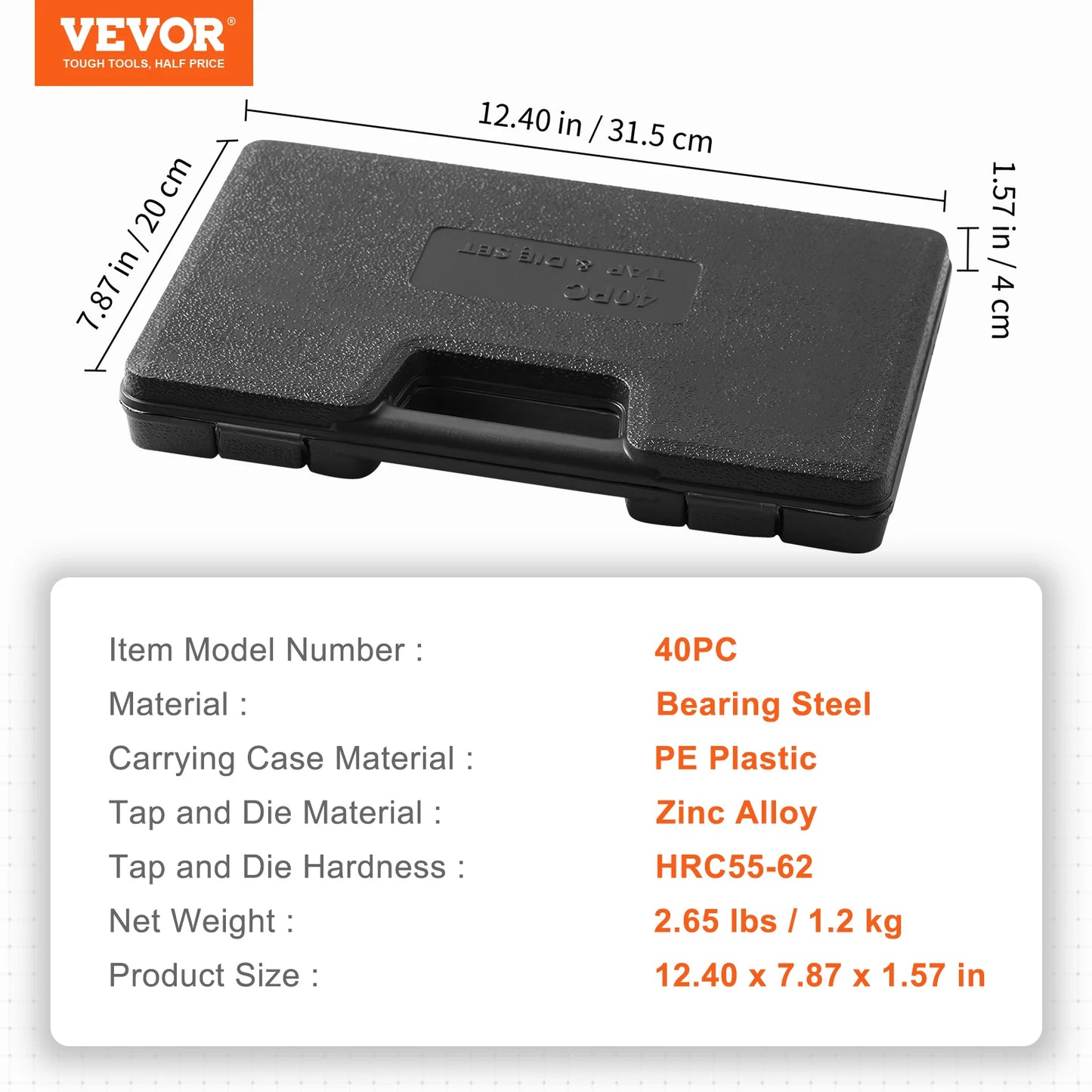 SucceBuy Tap And Die Set Bearing Steel For Metric SAE Threads
