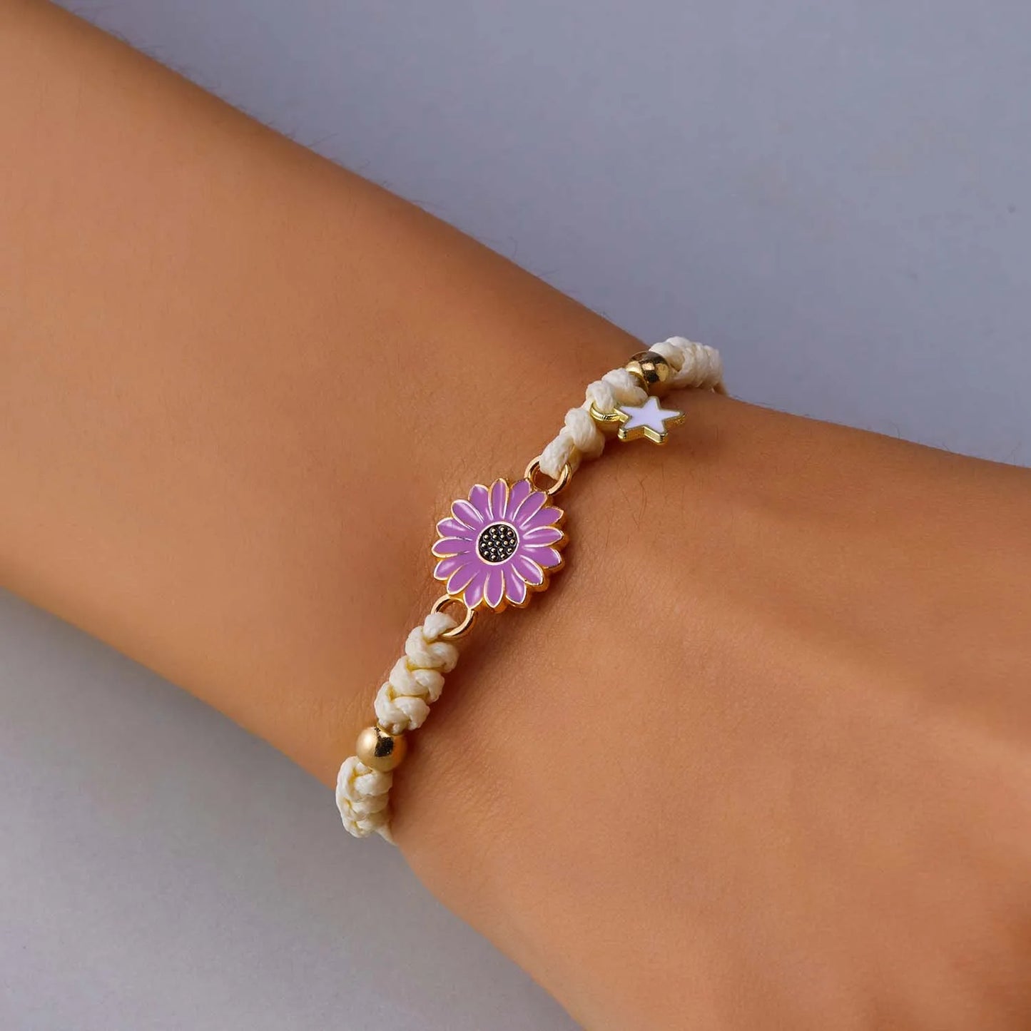 Handmade Sunflower Bracelet For Women Adjustable Braided Daisy Charm