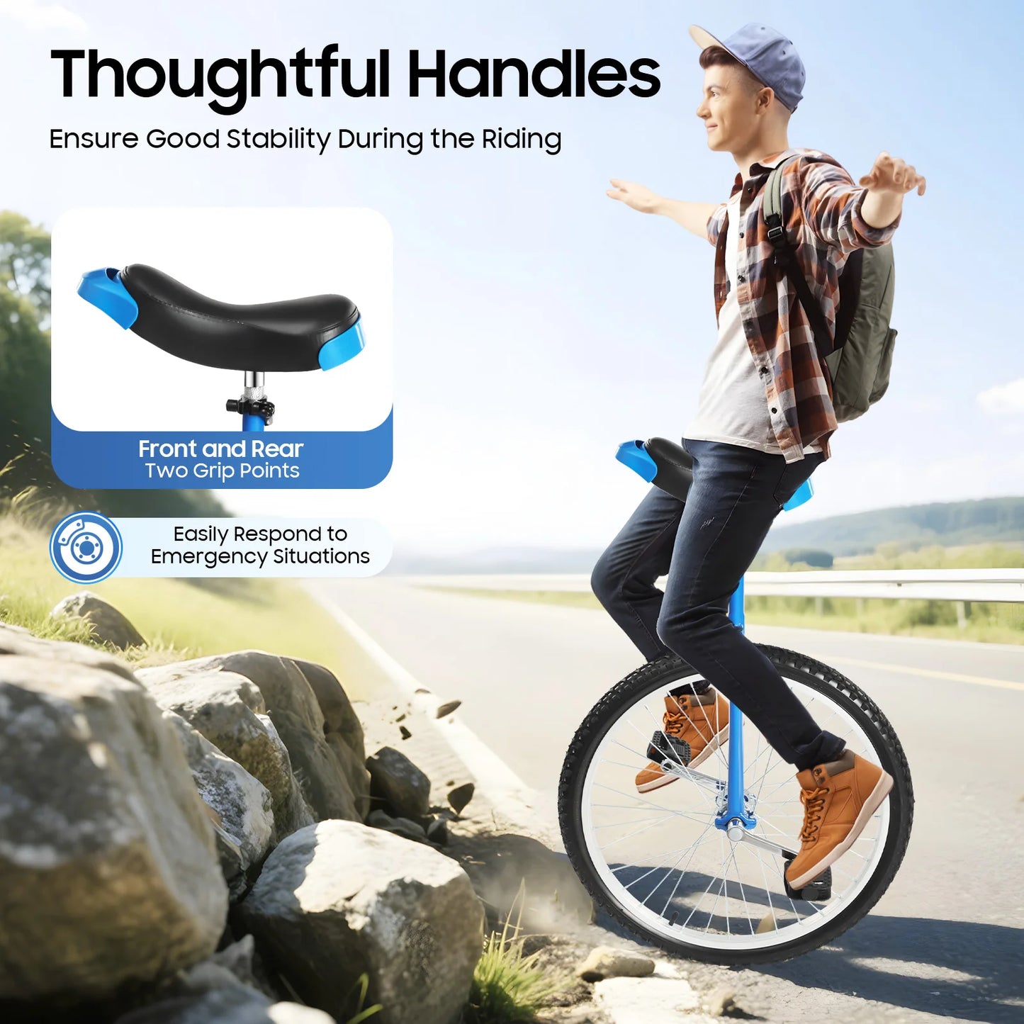 Unicycle With Steel Frame Aluminum Rim Knurled Non Slip Seatpost