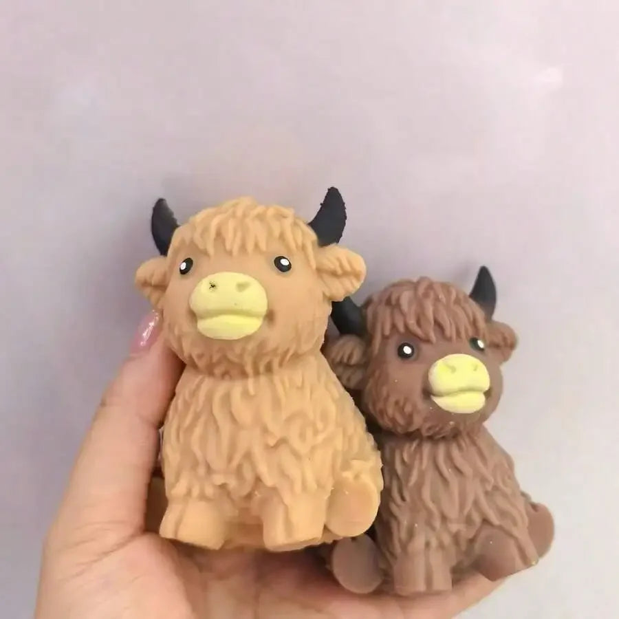 Scottish Highland Cow Squishy Fidget Toy Slow Rebound Anxiety Relief